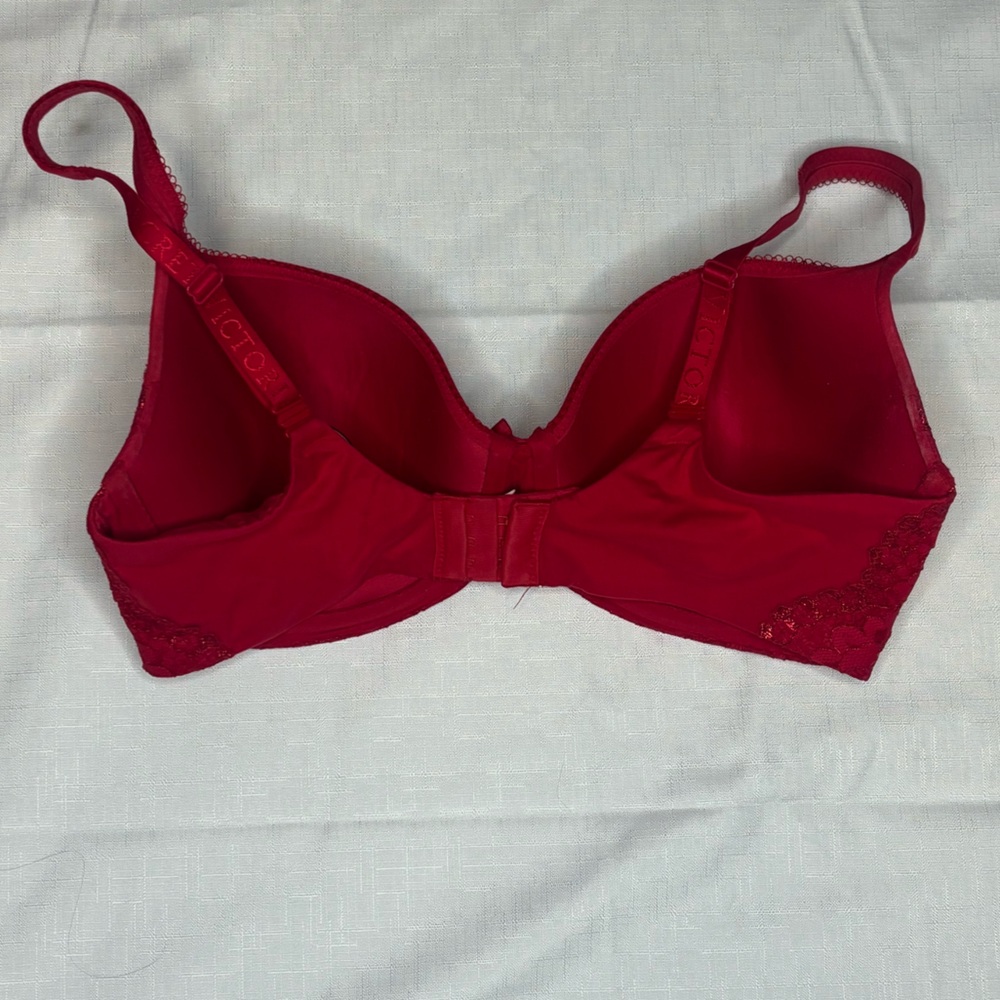 Victoria's Secret Lined Underwire Demi Red Lace Bra 36DD E - Picture 3 of 5